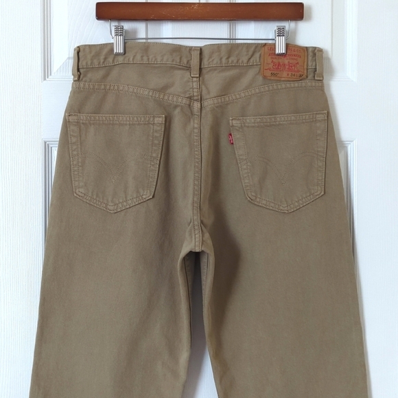 Levi's Y2K Vintage 550 Classic Relaxed Fit Straight Leg Jeans Tan Brown 34 x 32 - Picture 7 of 16